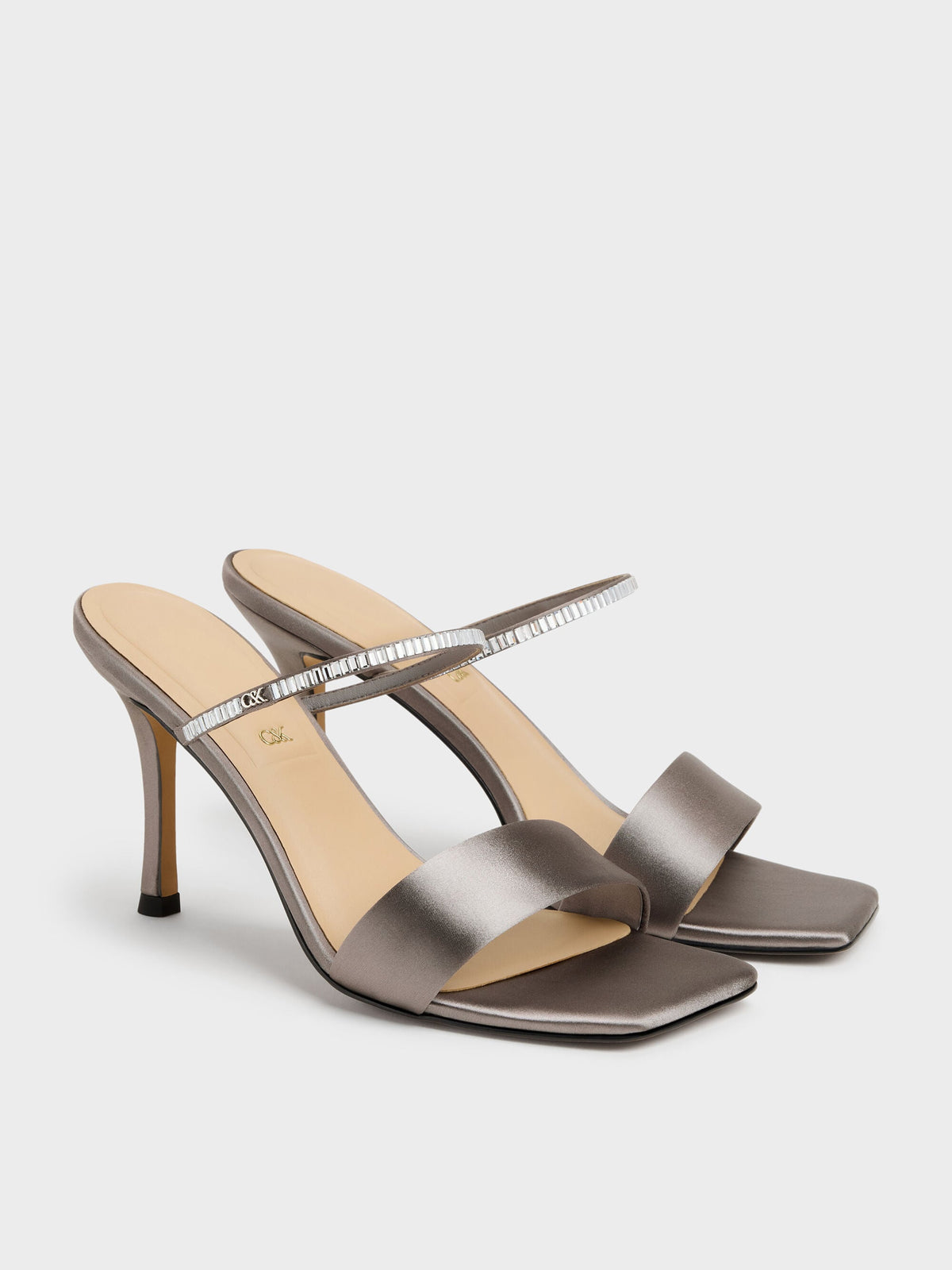 CHARLES & KEITH Best Price | Gem Heeled Mules - Pewter