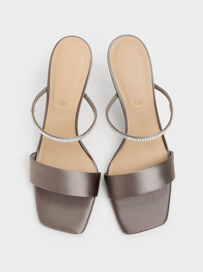 CHARLES & KEITH Best Price | Gem Heeled Mules - Pewter