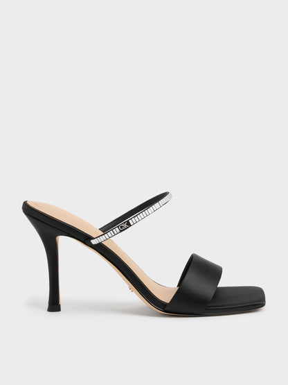 CHARLES & KEITH Best Price | Gem Heeled Mules - Black Textured