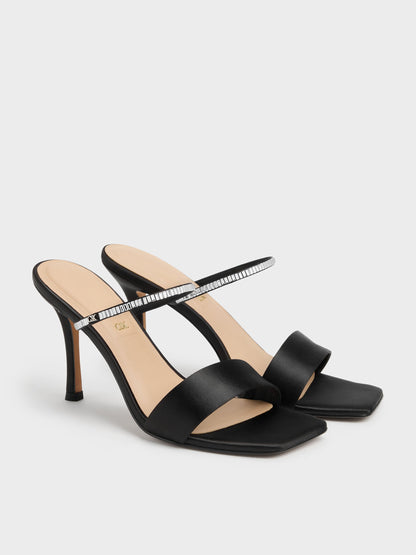 CHARLES & KEITH Best Price | Gem Heeled Mules - Black Textured