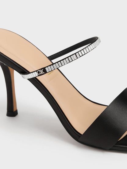 CHARLES & KEITH Best Price | Gem Heeled Mules - Black Textured