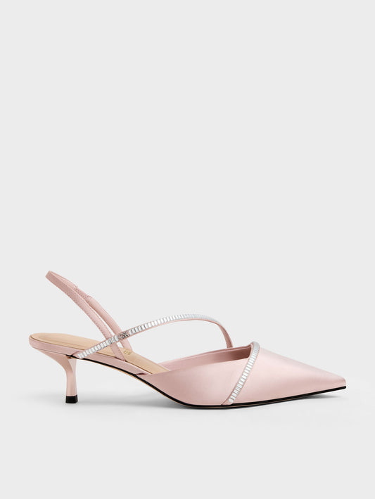 CHARLES & KEITH Value | Gem Slingback Kitten Heels - Pink