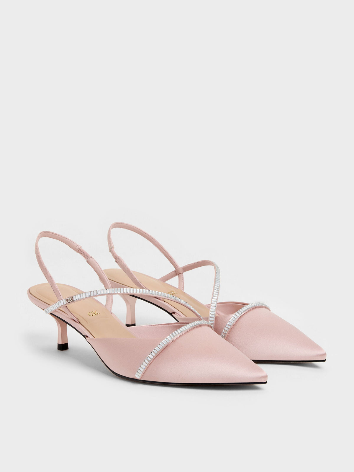 CHARLES & KEITH Value | Gem Slingback Kitten Heels - Pink