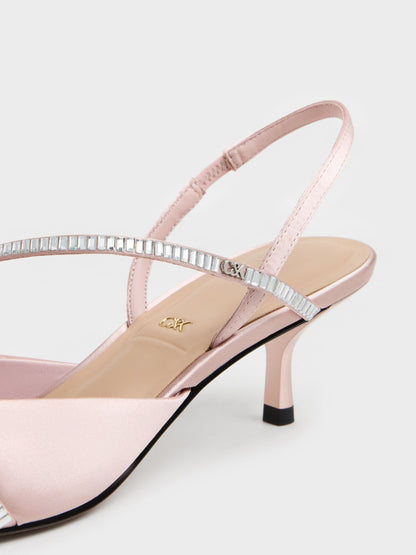 CHARLES & KEITH Value | Gem Slingback Kitten Heels - Pink