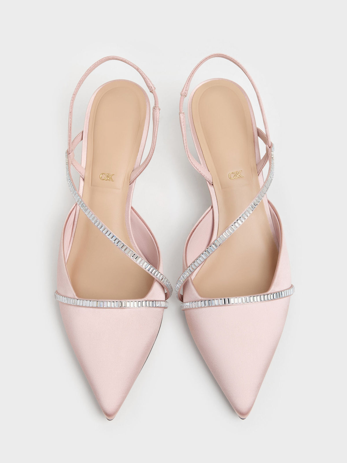 CHARLES & KEITH Value | Gem Slingback Kitten Heels - Pink