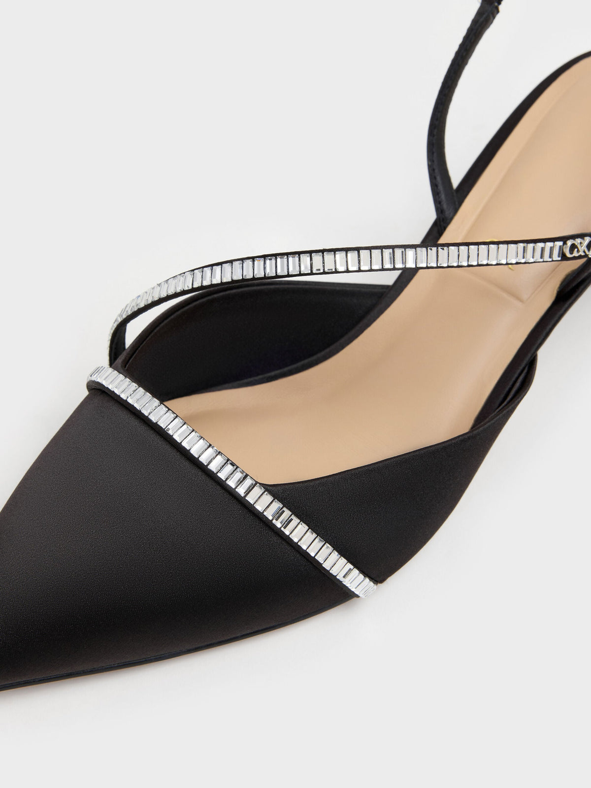 CHARLES & KEITH Signature | Gem Slingback Kitten Heels - Black Textured
