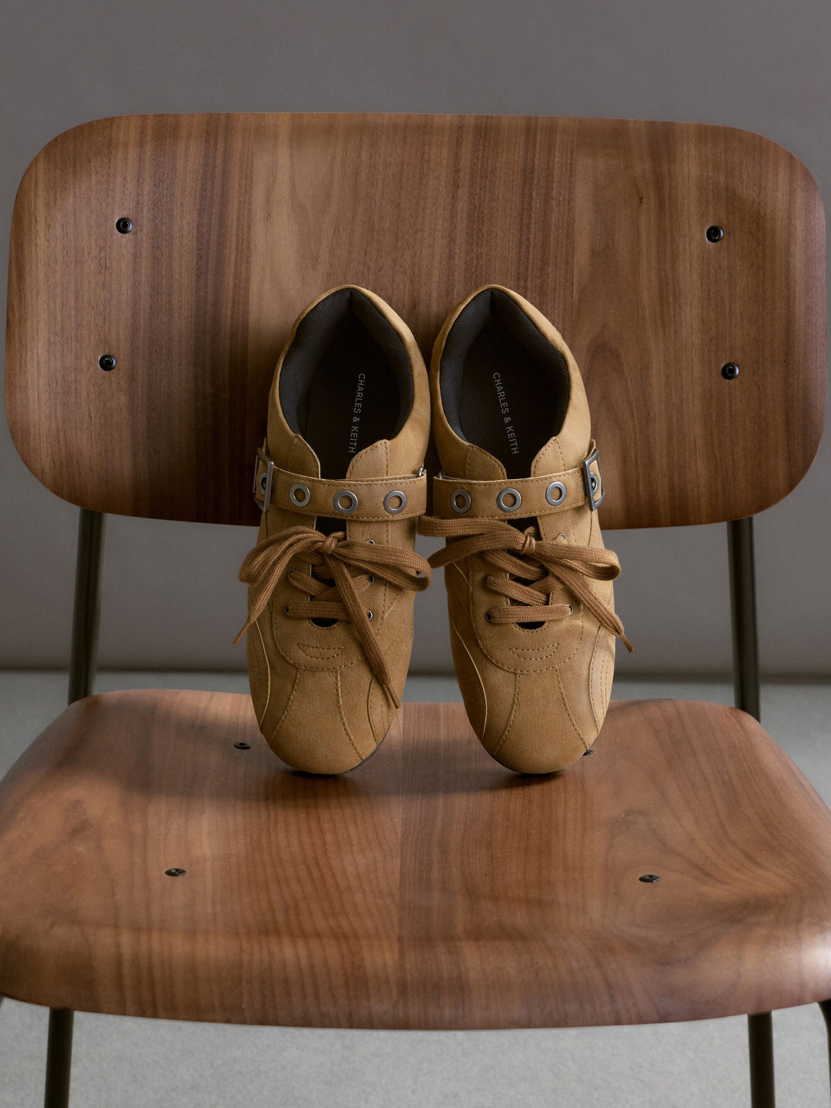 CHARLES & KEITH Trusted | Jollie Grommet Mary Jane Sneakers - Sand