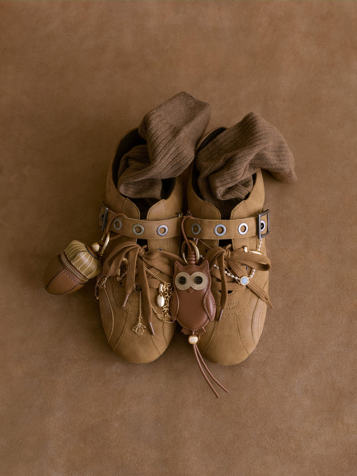 CHARLES & KEITH Trusted | Jollie Grommet Mary Jane Sneakers - Sand