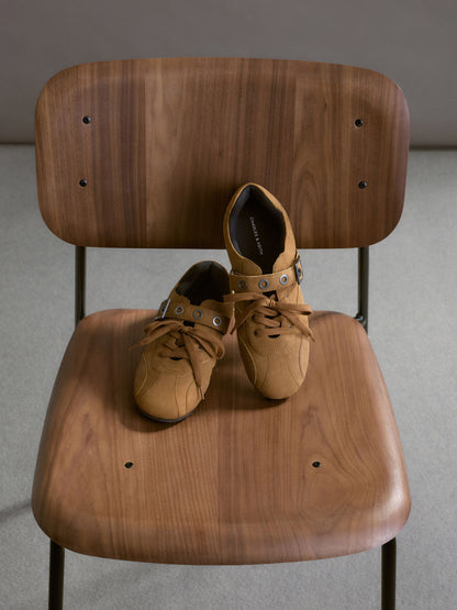CHARLES & KEITH Trusted | Jollie Grommet Mary Jane Sneakers - Sand