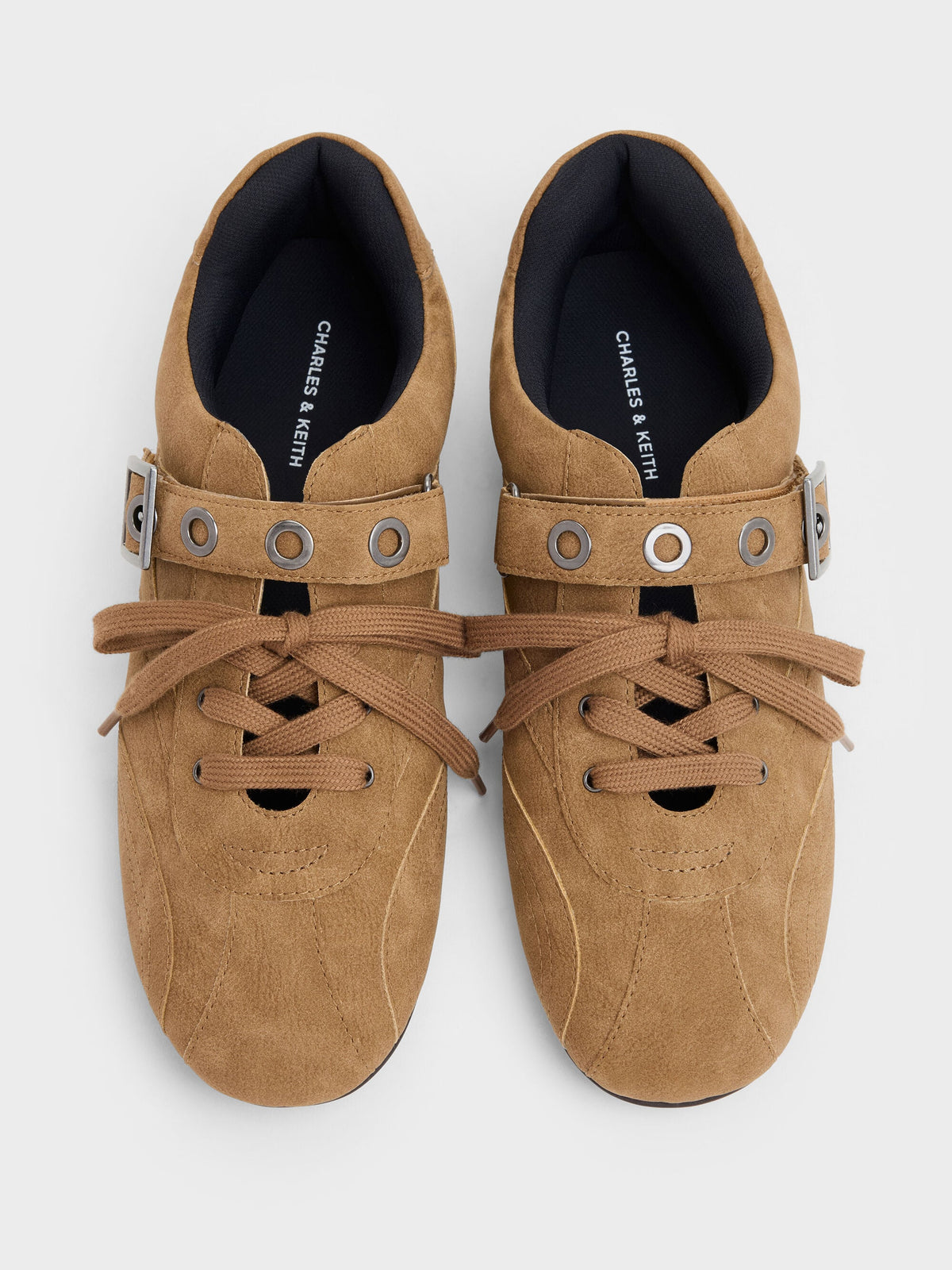 CHARLES & KEITH Trusted | Jollie Grommet Mary Jane Sneakers - Sand