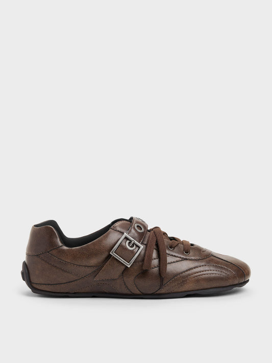 CHARLES & KEITH Quality | Jollie Grommet Mary Jane Sneakers - Dark Brown