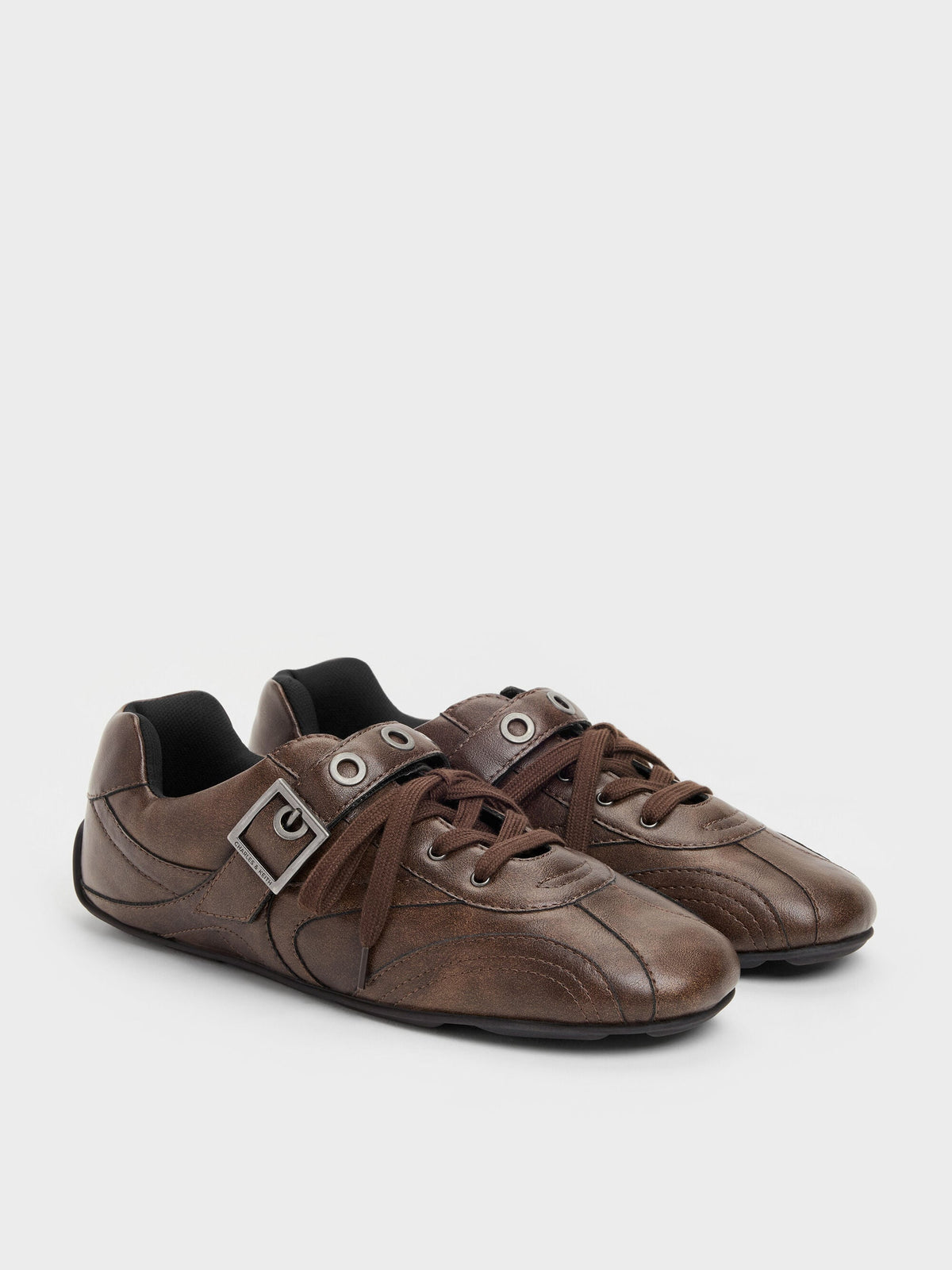 CHARLES & KEITH Quality | Jollie Grommet Mary Jane Sneakers - Dark Brown