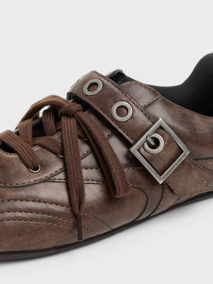CHARLES & KEITH Quality | Jollie Grommet Mary Jane Sneakers - Dark Brown