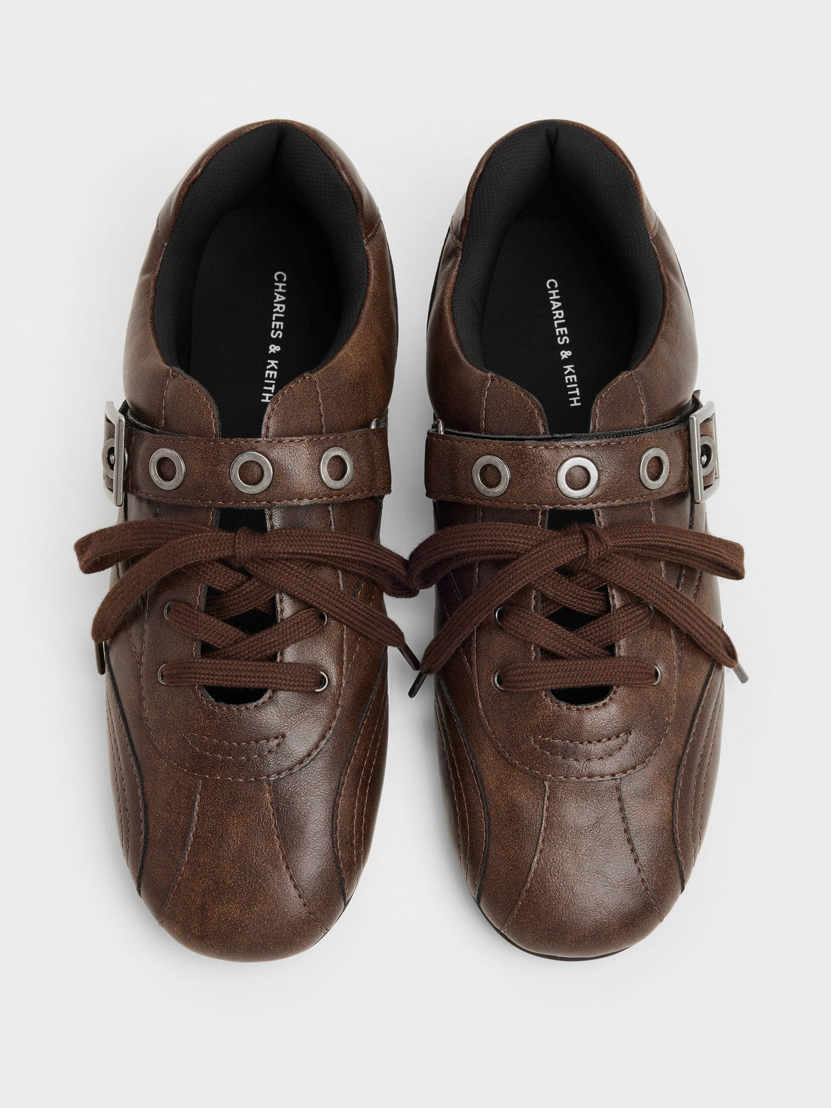 CHARLES & KEITH Quality | Jollie Grommet Mary Jane Sneakers - Dark Brown
