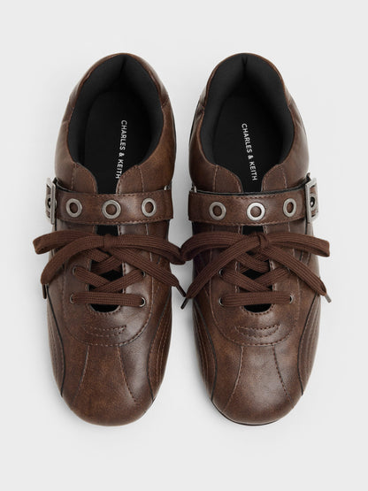 CHARLES & KEITH Quality | Jollie Grommet Mary Jane Sneakers - Dark Brown