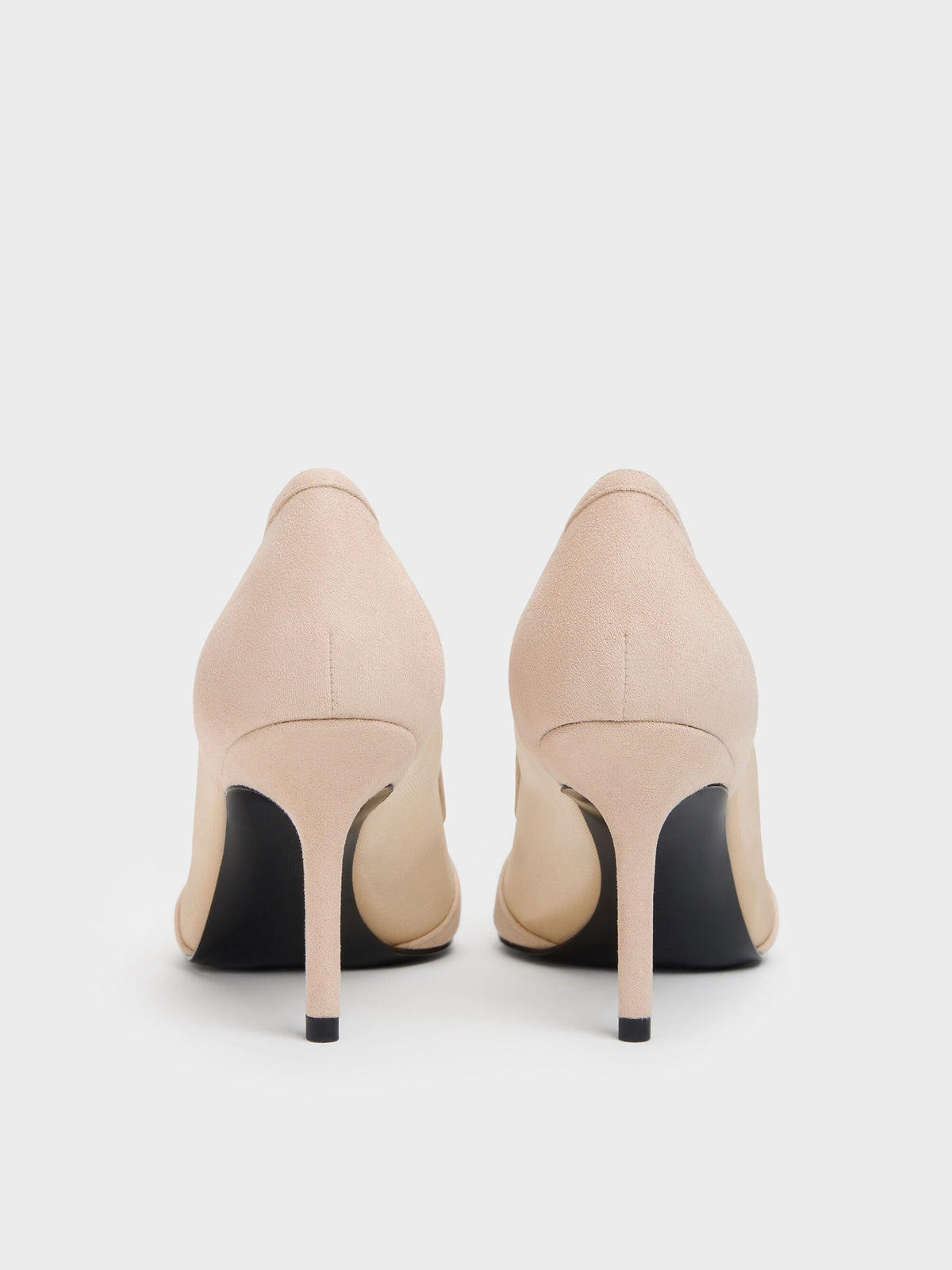 CHARLES & KEITH Top Pick | Faux Suede & Mesh Pointed Pumps - Beige