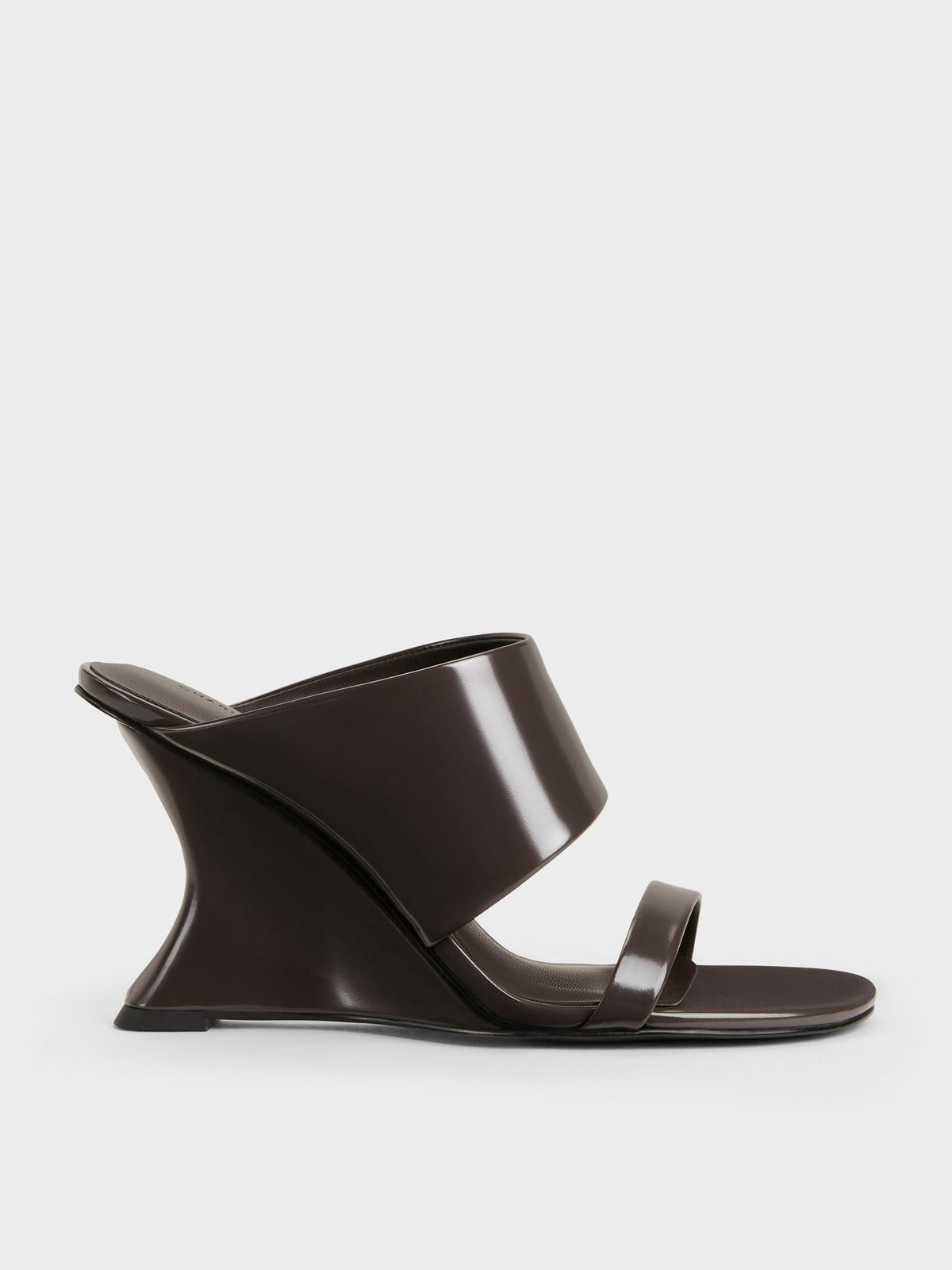 CHARLES & KEITH Value | Double-Strap Wedge Mules - Dark Brown
