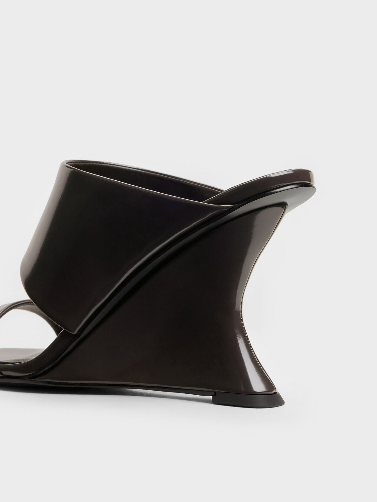CHARLES & KEITH Value | Double-Strap Wedge Mules - Dark Brown
