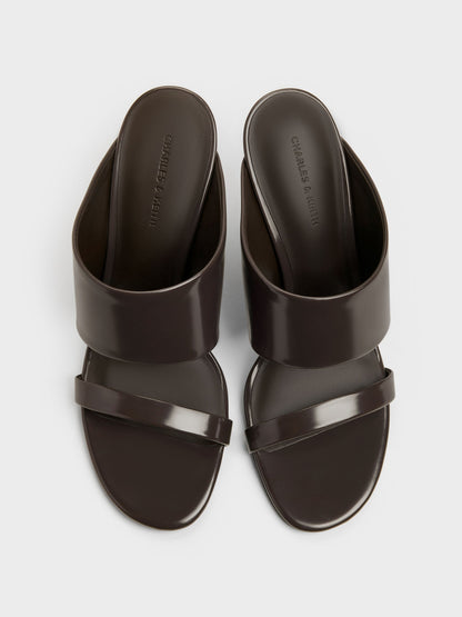 CHARLES & KEITH Value | Double-Strap Wedge Mules - Dark Brown