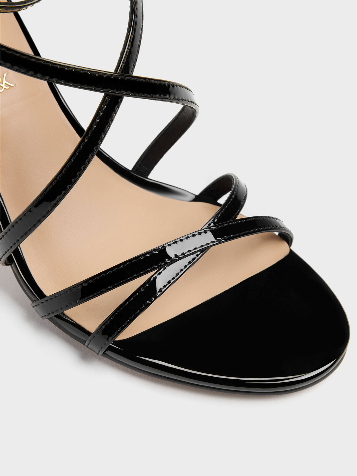 CHARLES & KEITH Signature | Patent Leather Strappy Stiletto Sandals - Black Patent