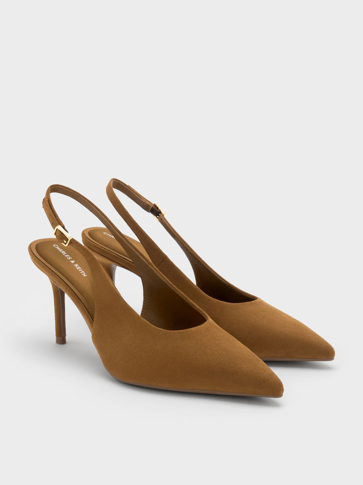 CHARLES & KEITH Trusted | Emelia Faux Suede Slingback Pumps - Camel