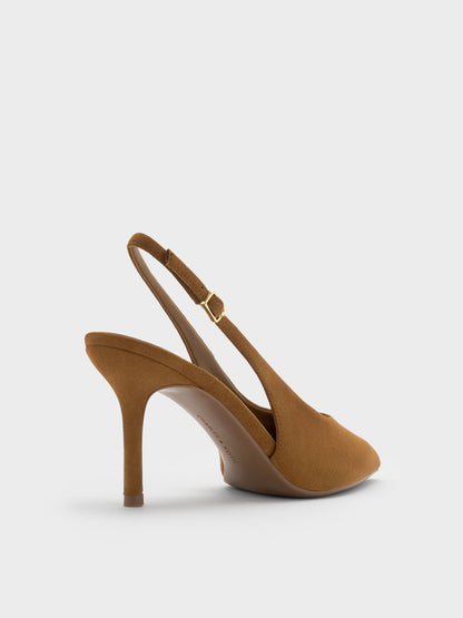 CHARLES & KEITH Trusted | Emelia Faux Suede Slingback Pumps - Camel