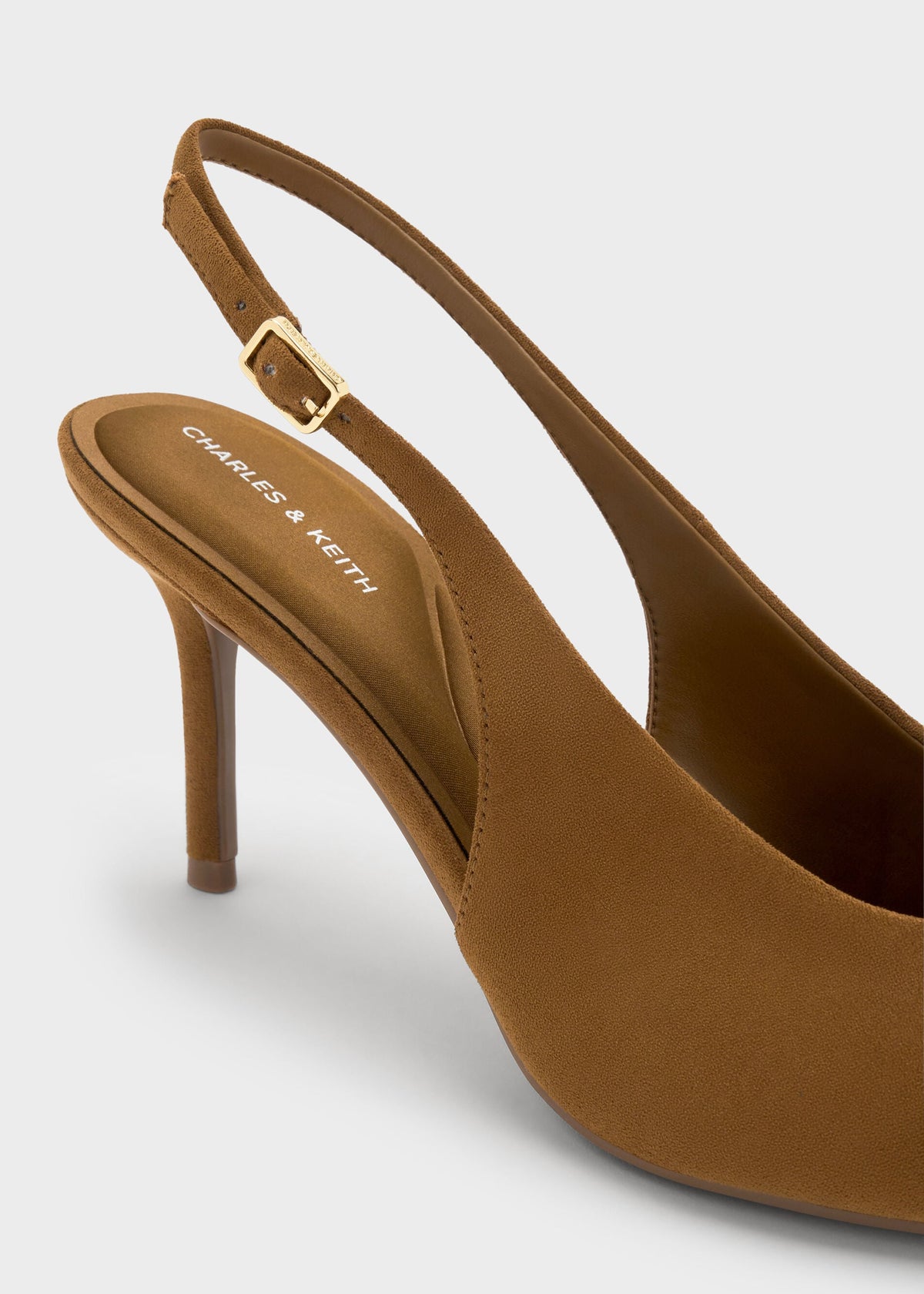 CHARLES & KEITH Trusted | Emelia Faux Suede Slingback Pumps - Camel