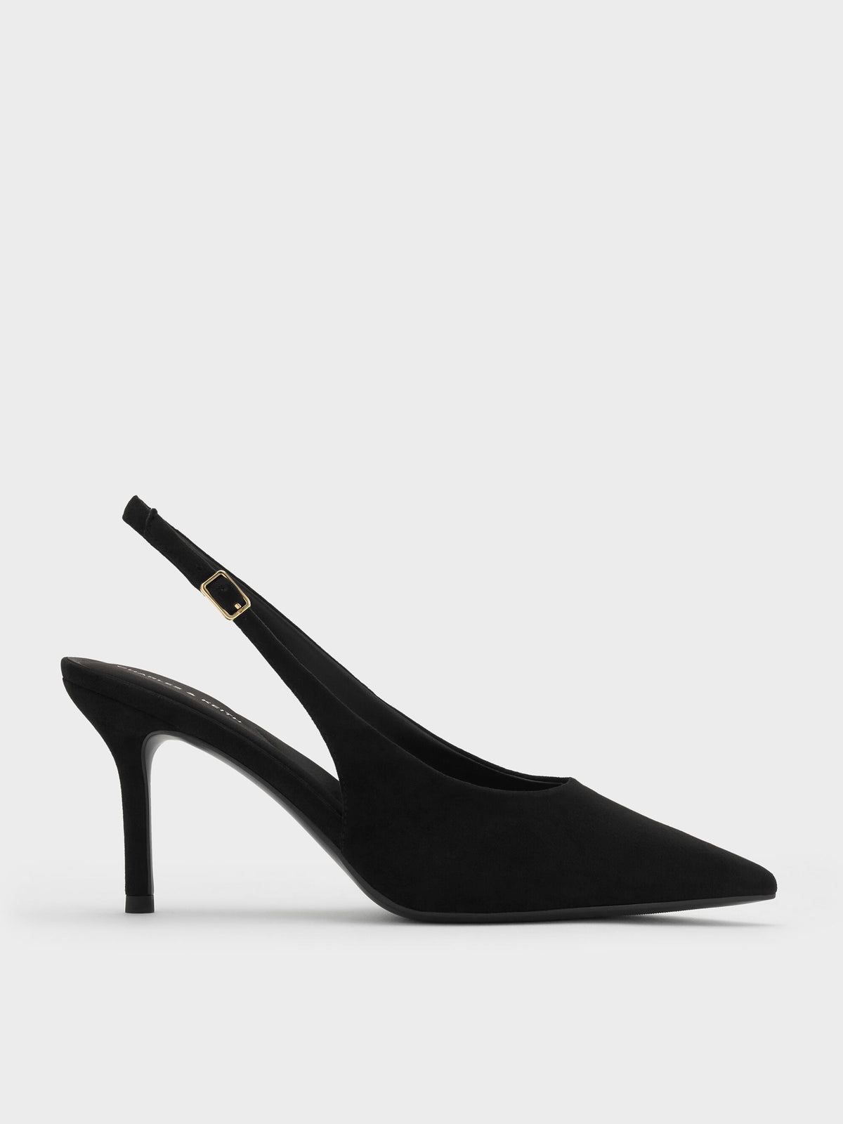 CHARLES & KEITH Popular | Emelia Faux Suede Slingback Pumps - Black Textured