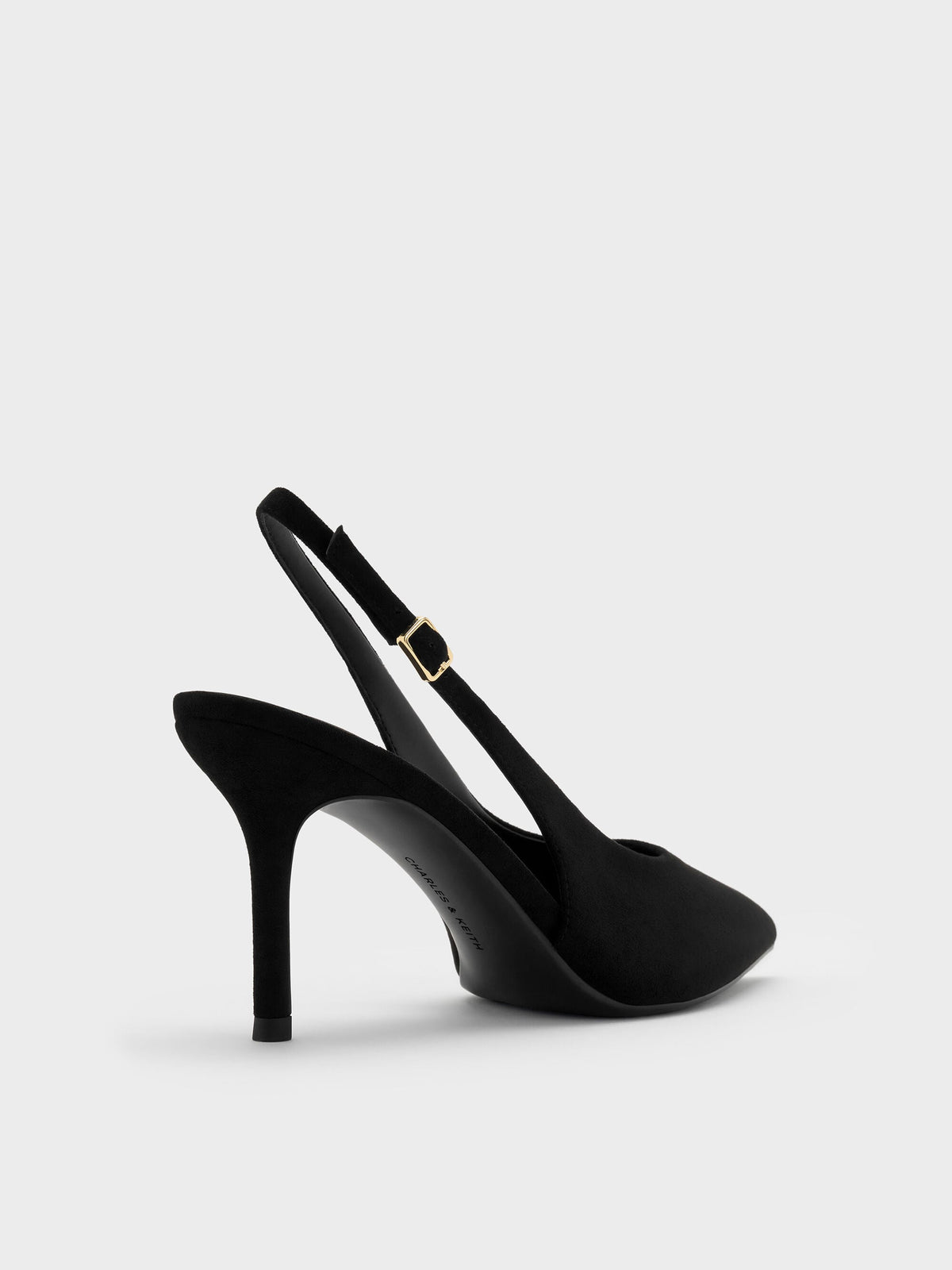 CHARLES & KEITH Popular | Emelia Faux Suede Slingback Pumps - Black Textured