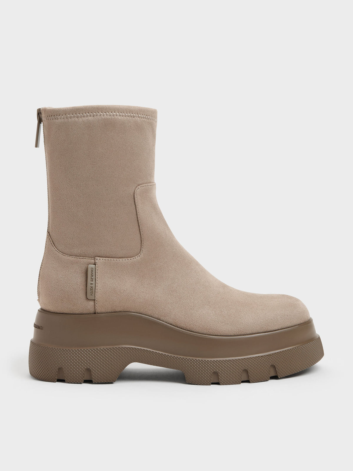 CHARLES & KEITH Premium | Leoi Faux Suede Chunky Ankle Boots - Taupe
