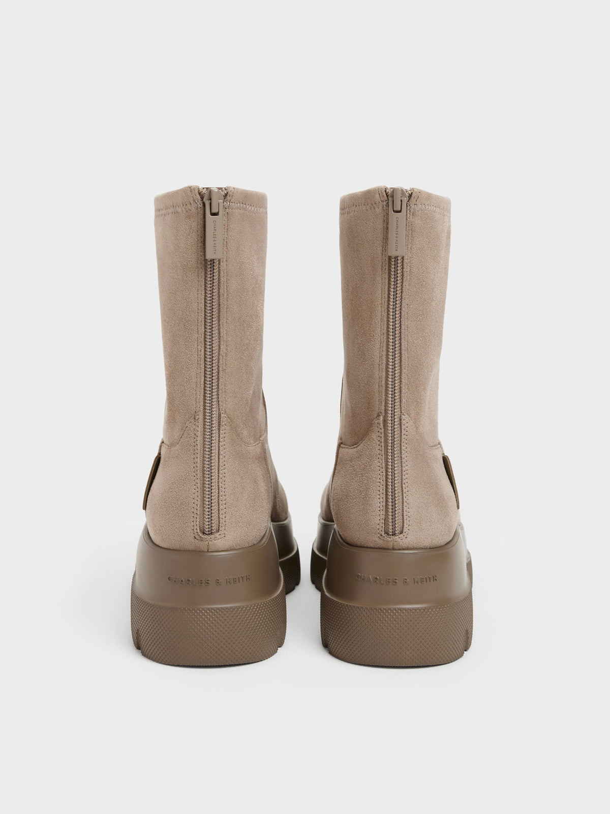 CHARLES & KEITH Premium | Leoi Faux Suede Chunky Ankle Boots - Taupe
