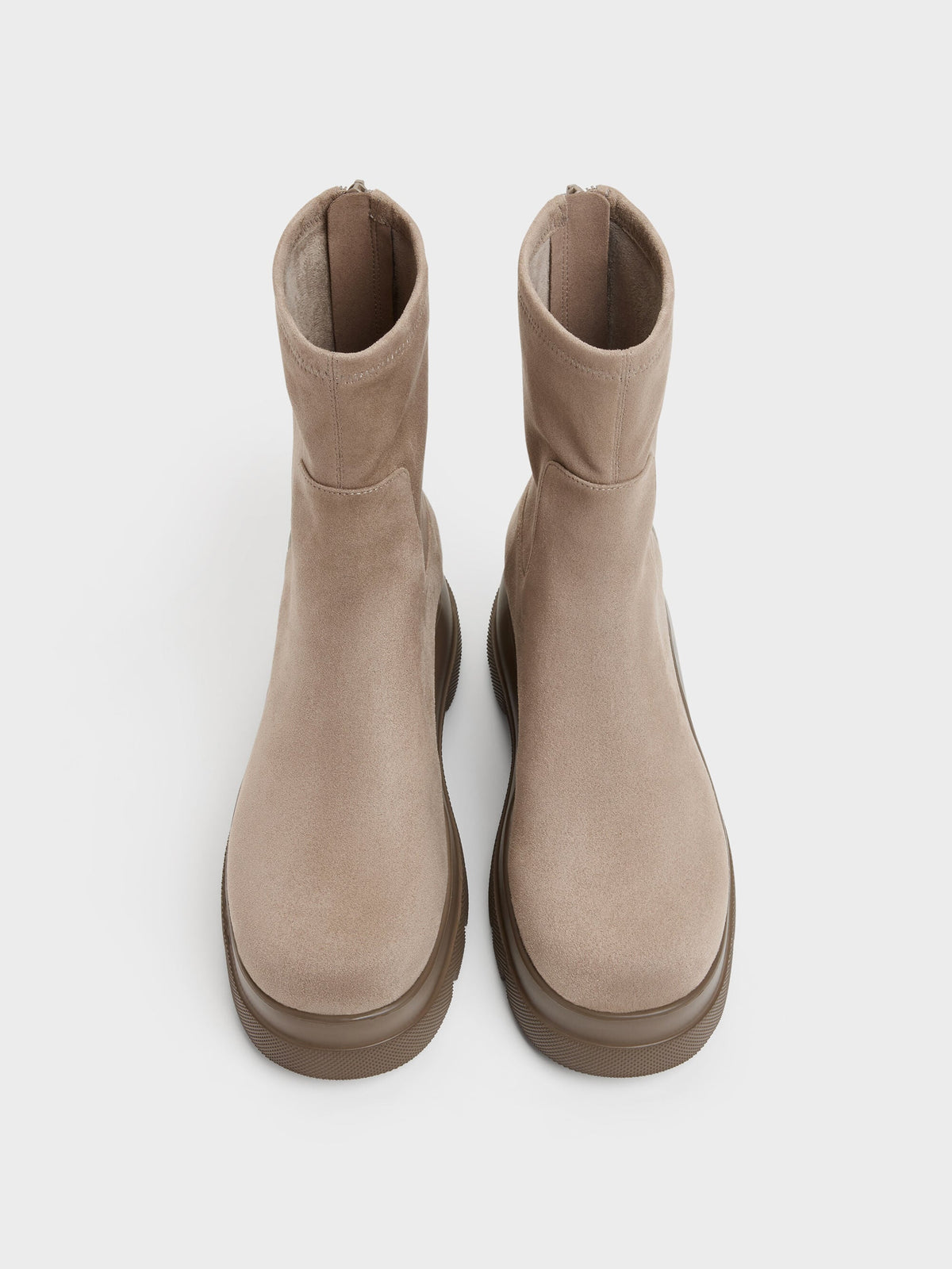 CHARLES & KEITH Premium | Leoi Faux Suede Chunky Ankle Boots - Taupe