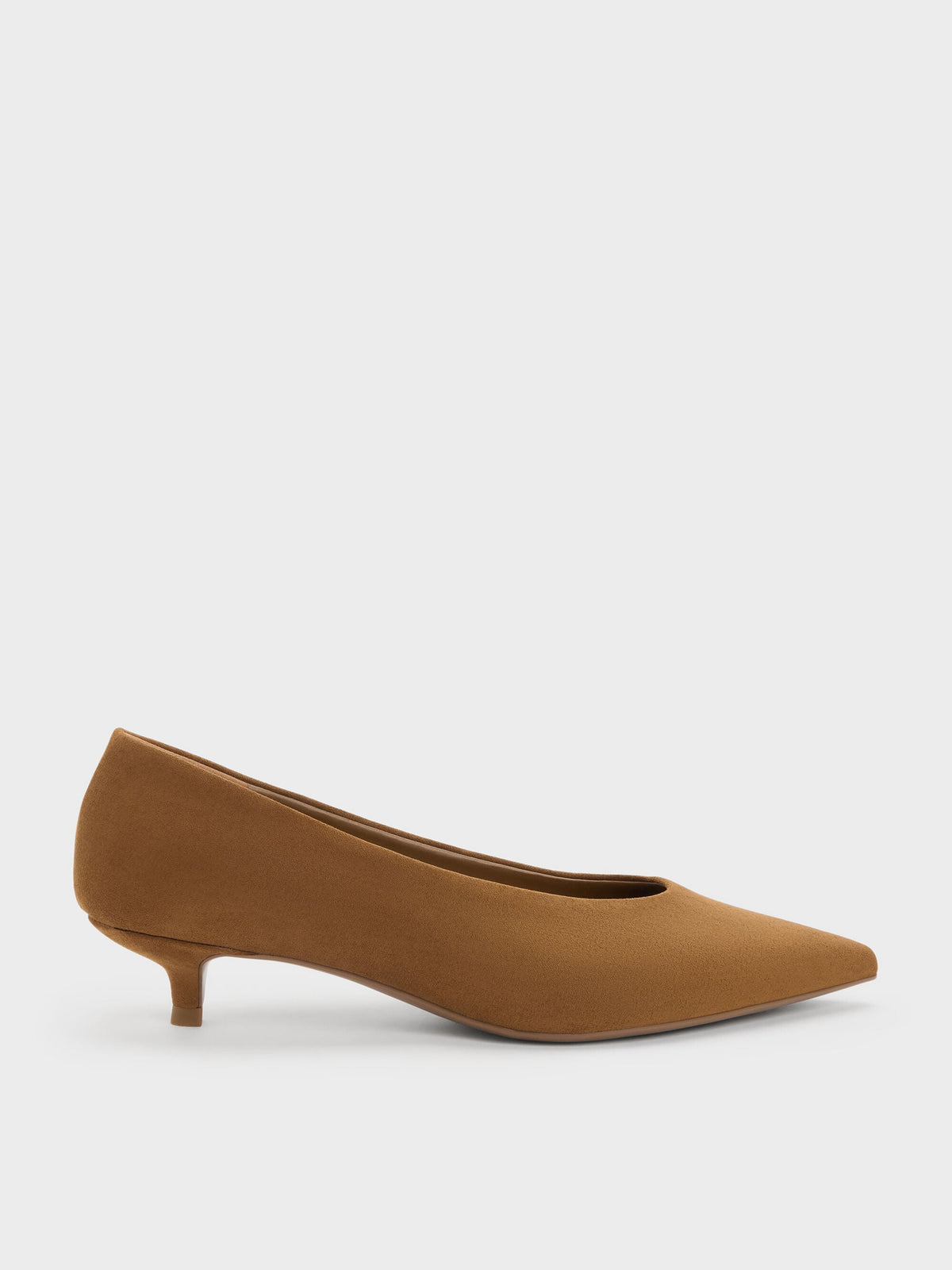 CHARLES & KEITH Essential | Emelia Faux Suede Kitten Heels - Camel