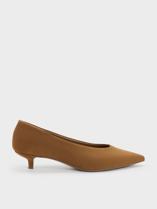 CHARLES & KEITH Essential | Emelia Faux Suede Kitten Heels - Camel