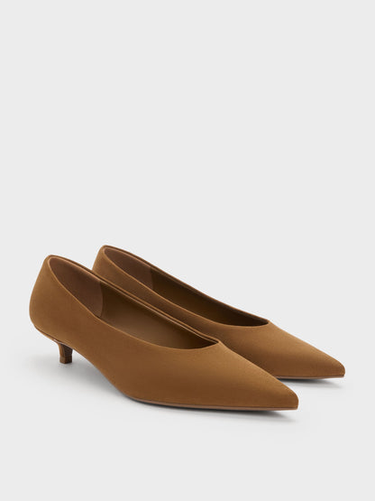 CHARLES & KEITH Essential | Emelia Faux Suede Kitten Heels - Camel