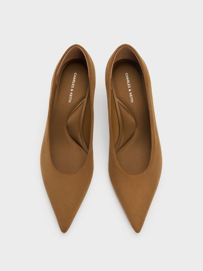 CHARLES & KEITH Essential | Emelia Faux Suede Kitten Heels - Camel