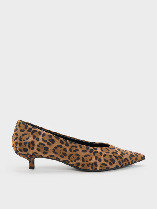 CHARLES & KEITH Signature | Emelia Leopard-Print Kitten Heels - Animal Print Natural