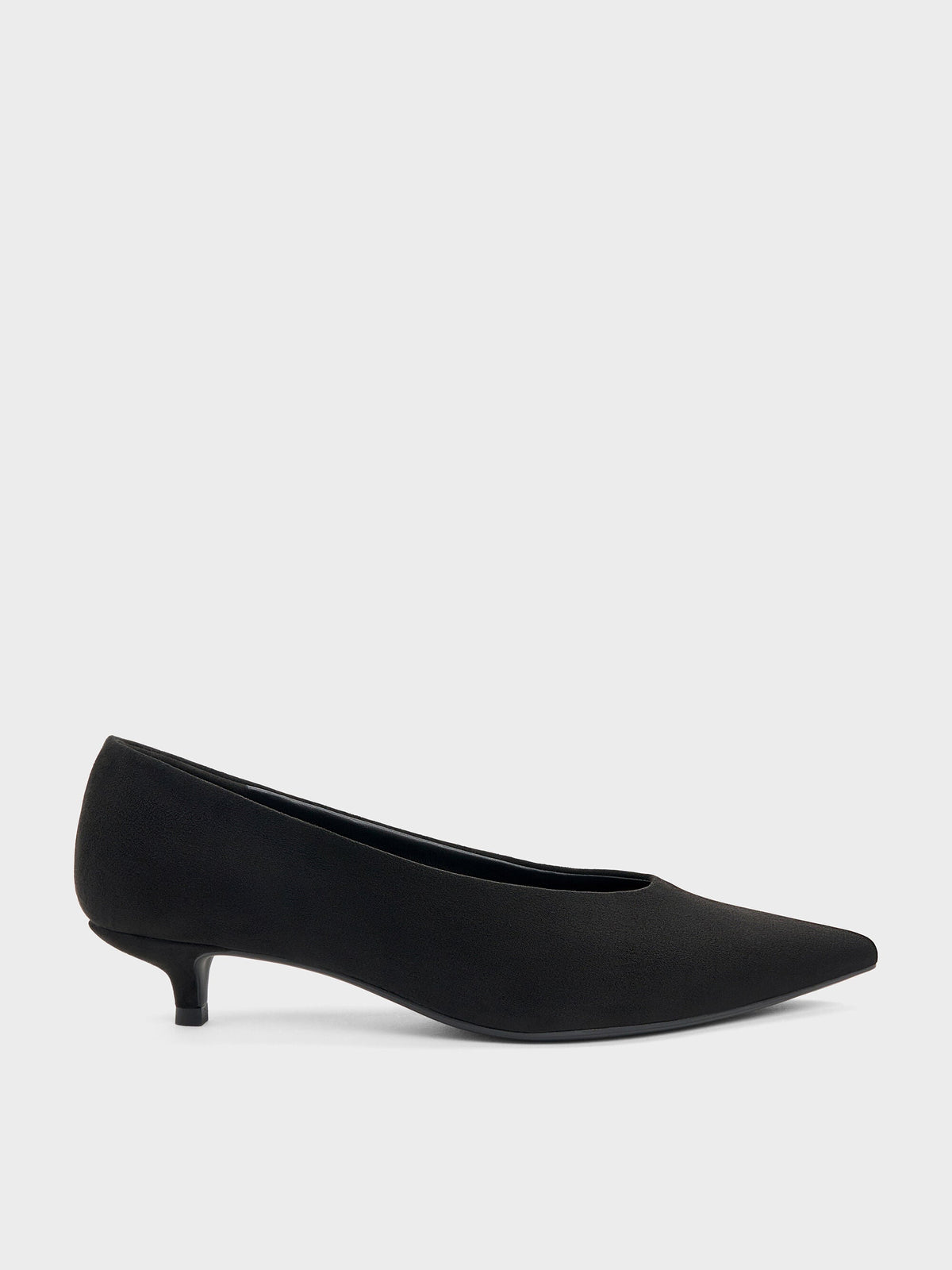 CHARLES & KEITH Sale | Emelia Faux Suede Kitten Heels - Black Textured
