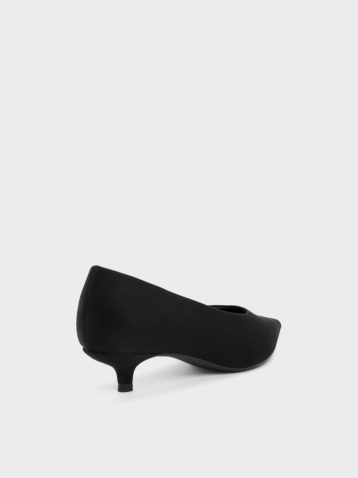 CHARLES & KEITH Sale | Emelia Faux Suede Kitten Heels - Black Textured