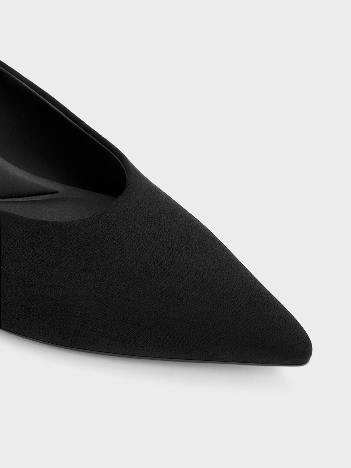 CHARLES & KEITH Sale | Emelia Faux Suede Kitten Heels - Black Textured
