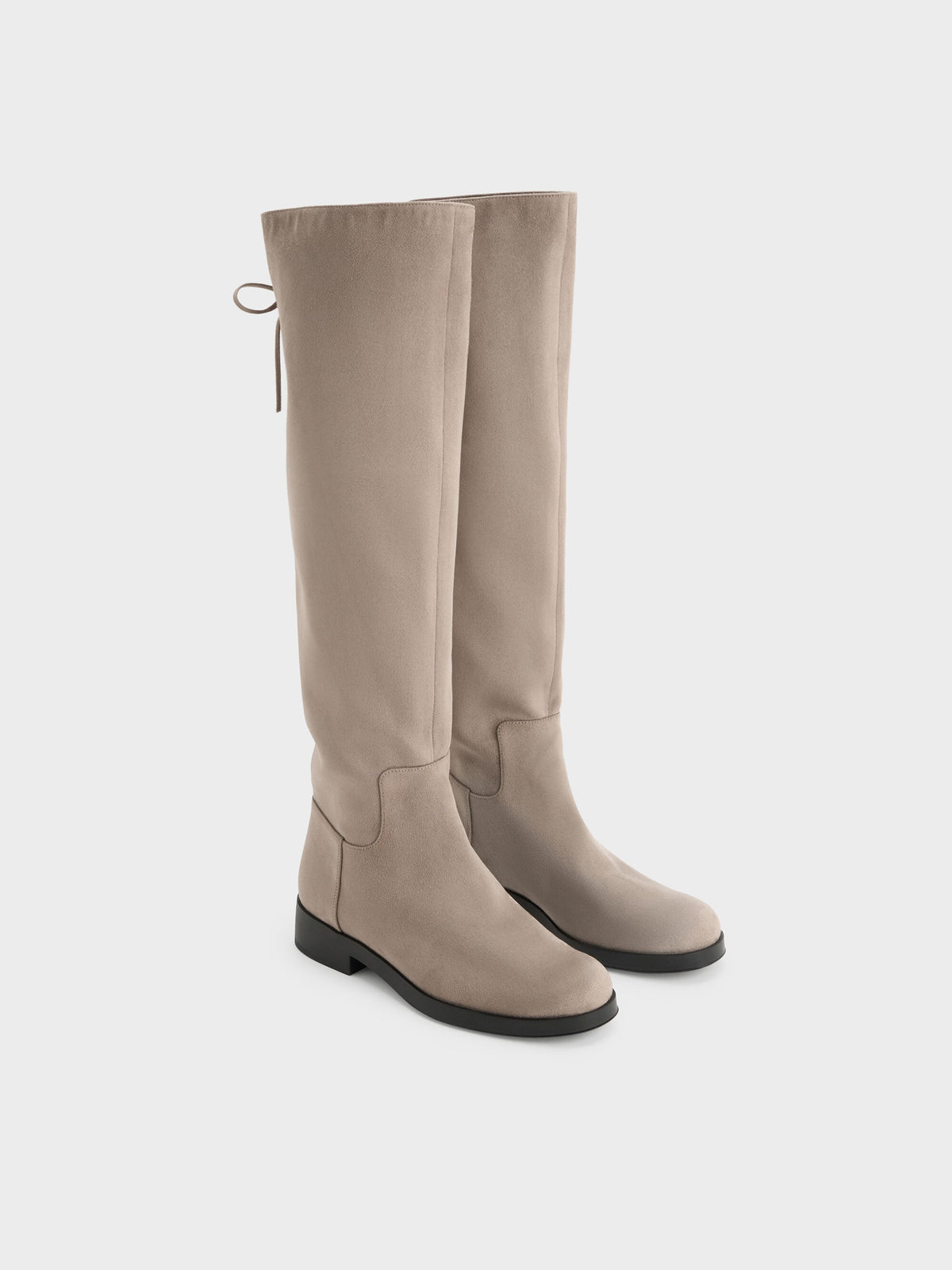 CHARLES & KEITH Special Offer | Louisa Faux Suede Fold-Over Thigh-High Boots - Taupe