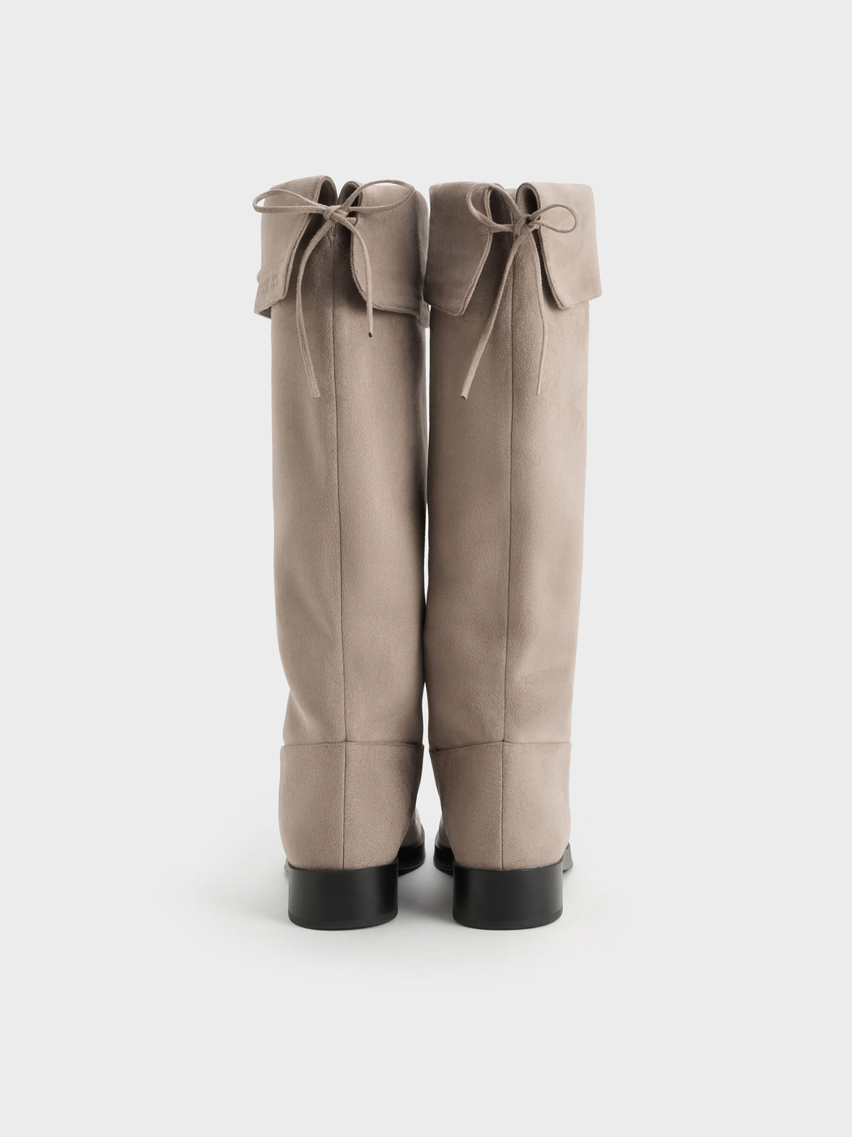 CHARLES & KEITH Special Offer | Louisa Faux Suede Fold-Over Thigh-High Boots - Taupe