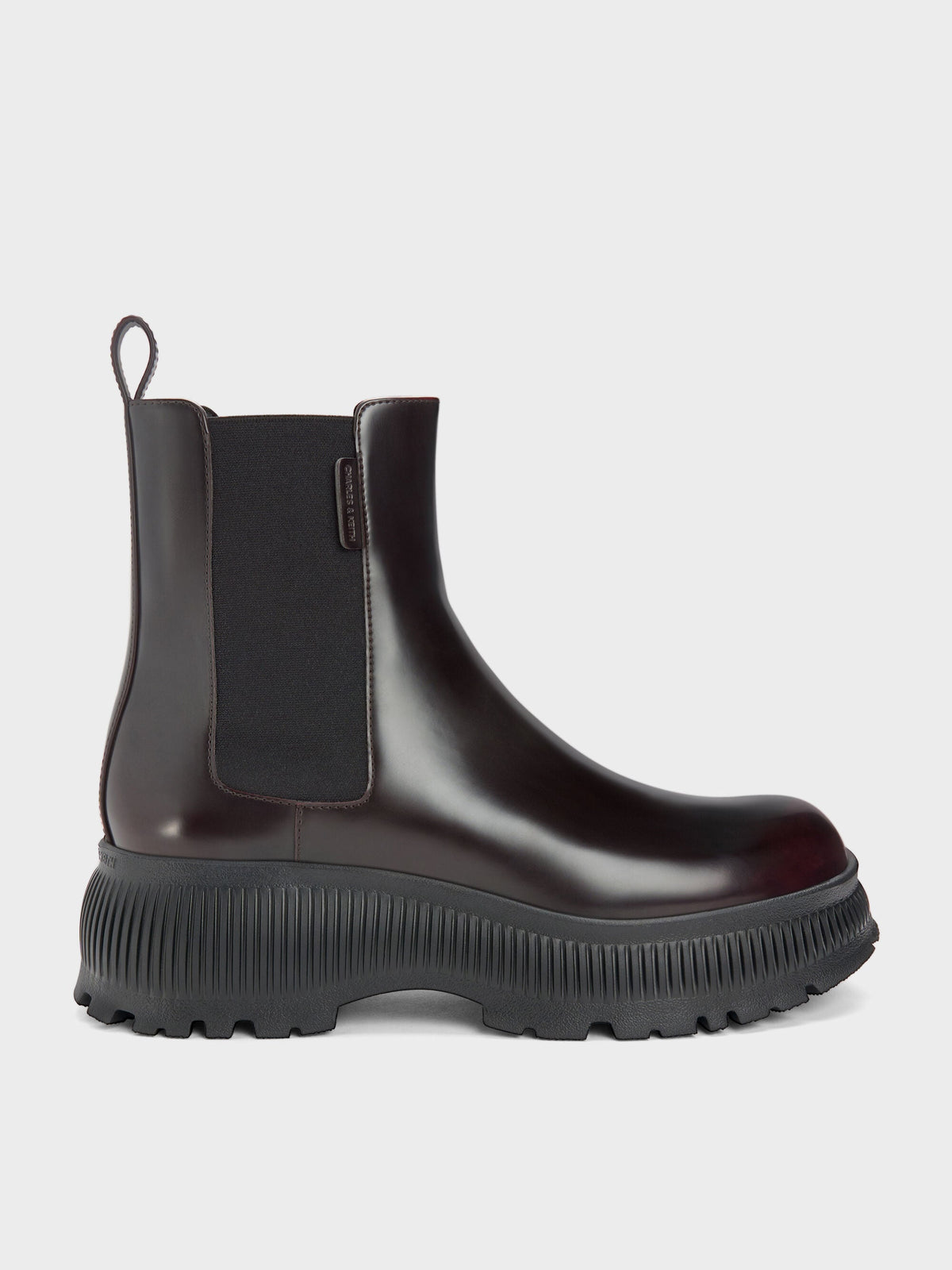 CHARLES & KEITH Featured | Darra Ridged-Sole Ankle Boots - Burgundy