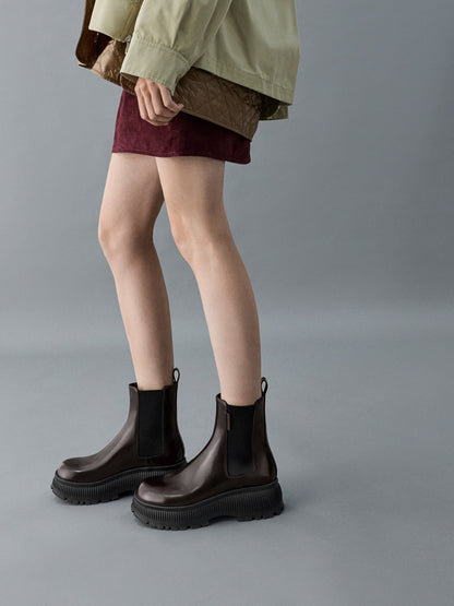 CHARLES & KEITH Featured | Darra Ridged-Sole Ankle Boots - Burgundy