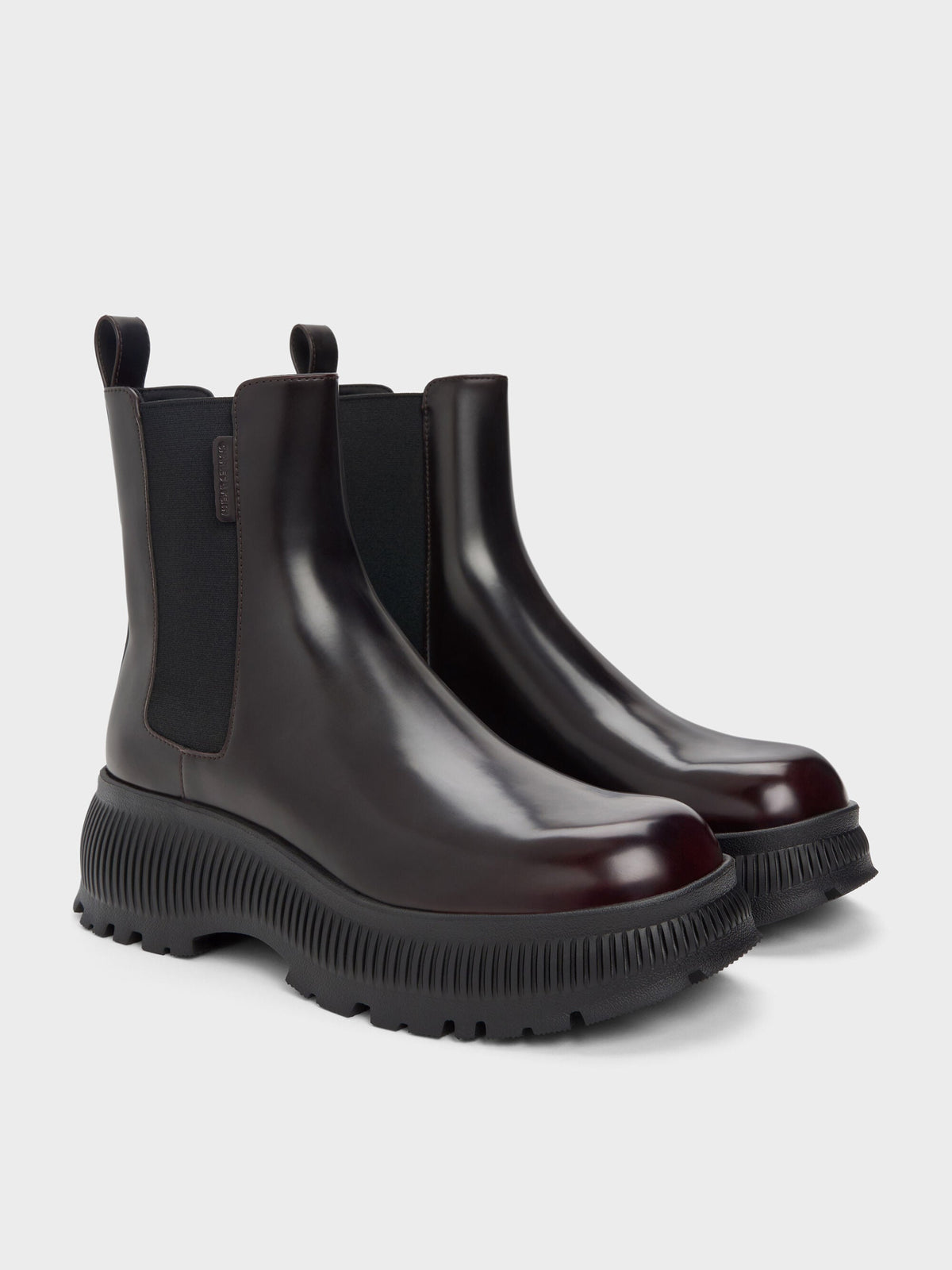 CHARLES & KEITH Featured | Darra Ridged-Sole Ankle Boots - Burgundy