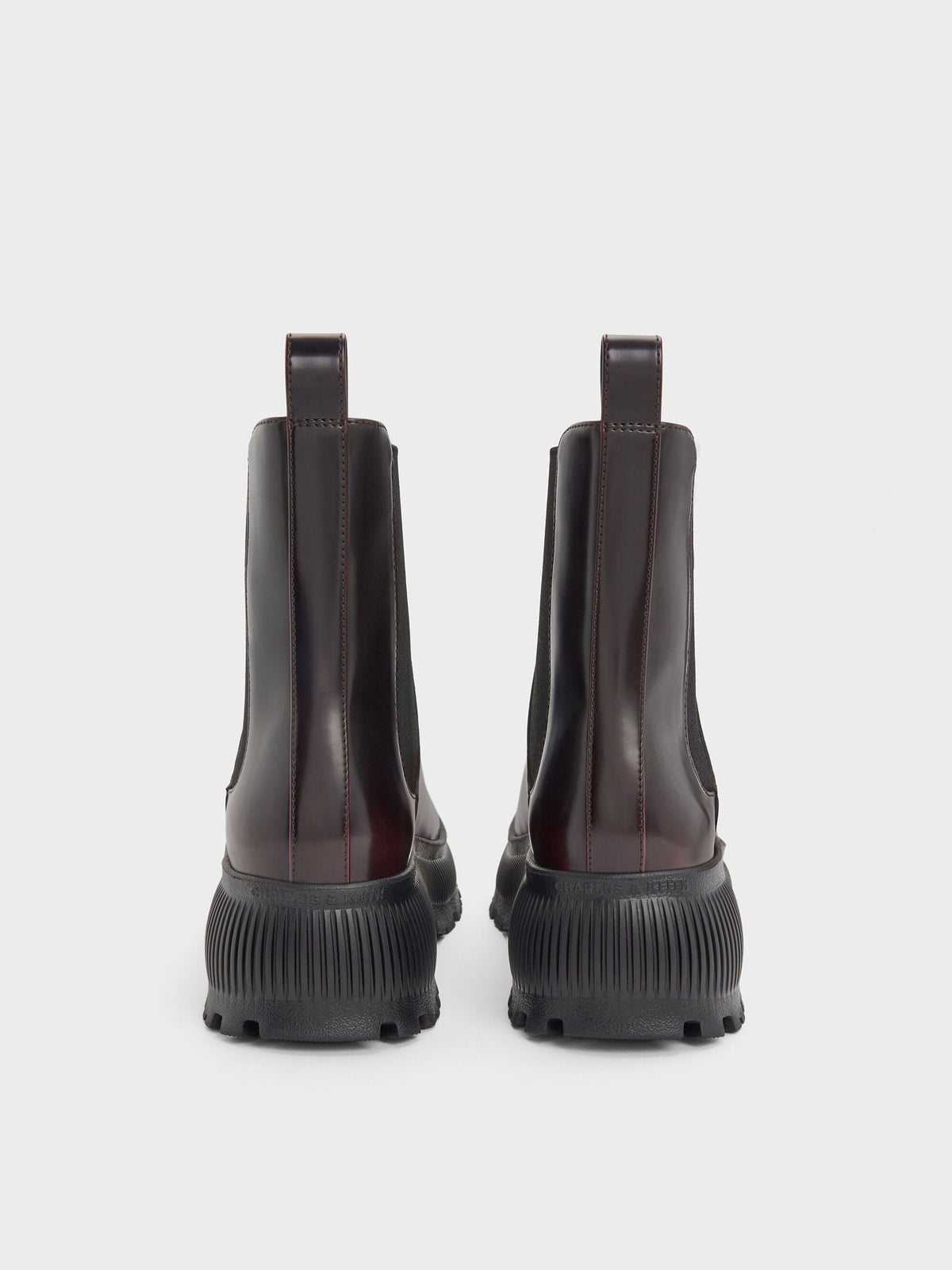 CHARLES & KEITH Featured | Darra Ridged-Sole Ankle Boots - Burgundy