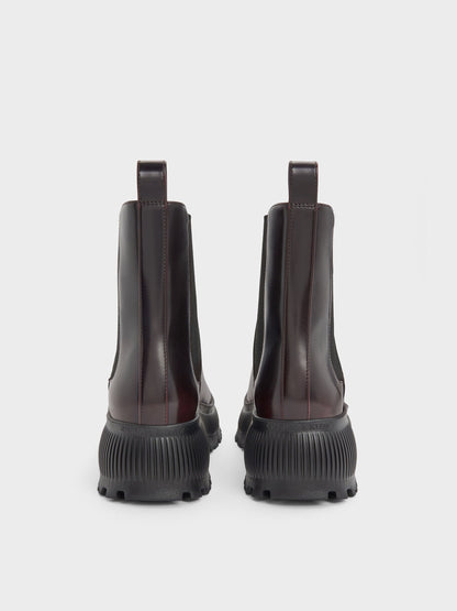 CHARLES & KEITH Featured | Darra Ridged-Sole Ankle Boots - Burgundy