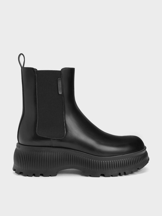 CHARLES & KEITH Deals | Darra Ridged-Sole Ankle Boots - Black