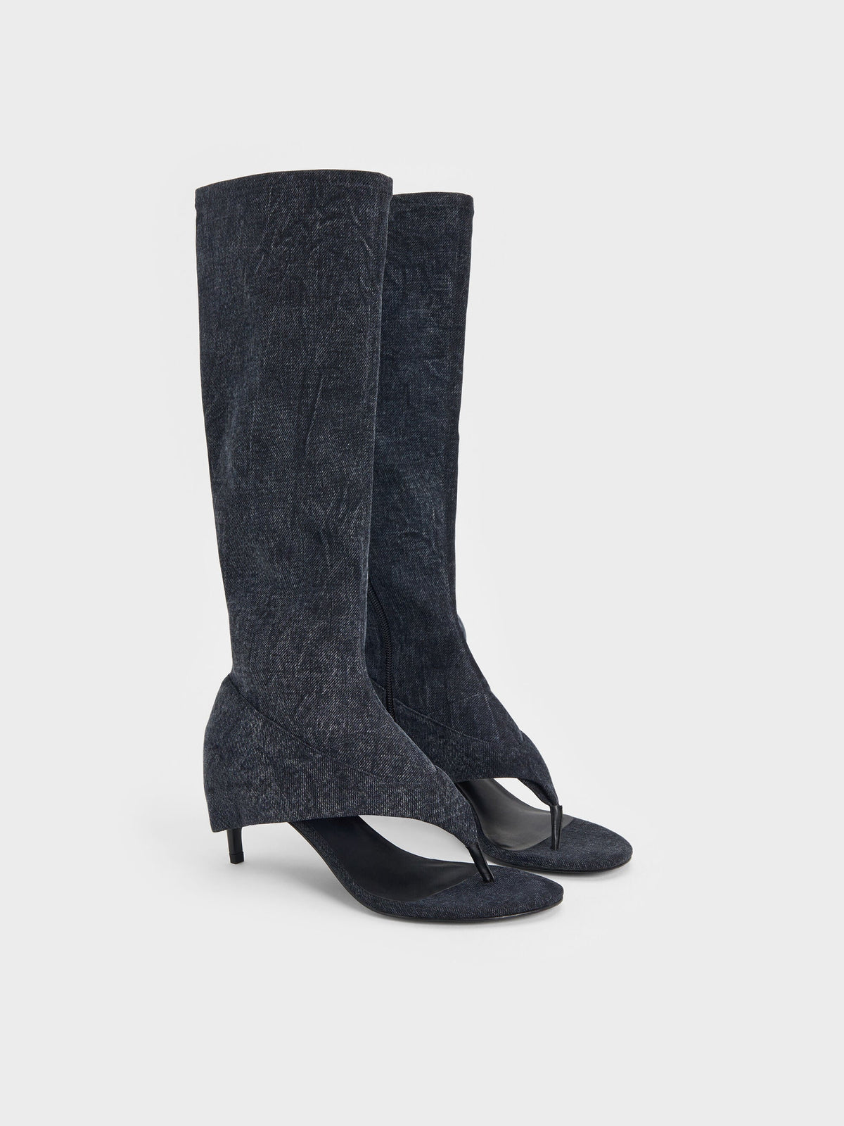 CHARLES & KEITH Trending | Aether Denim Thong Boots - Dark Blue