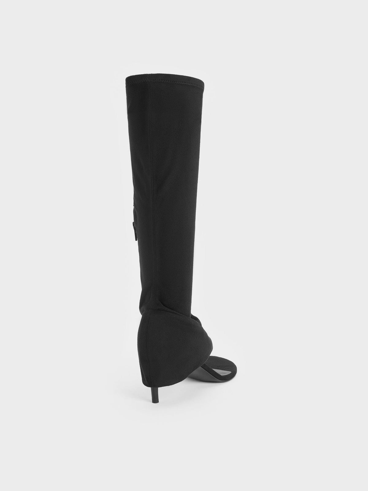 CHARLES & KEITH Popular | Aether Faux Suede Thong Boots - Black Textured